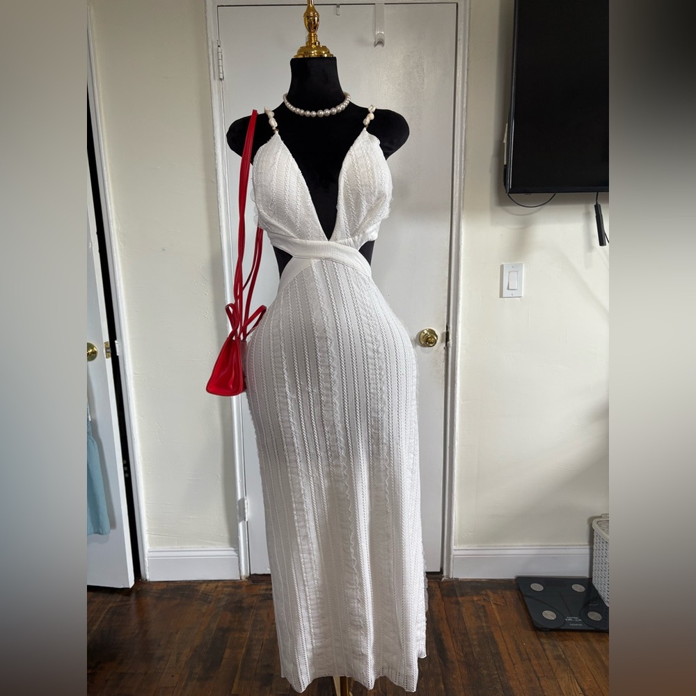 Fashion Nova Ariel Crochet Maxi Dress - White